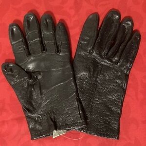 VINTAGE Genuine Leather Womens Ladies Sz S Small Black Lined Driving Gloves EUC!